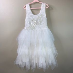 White Embroidered Appliqué Tulle Dress (5-6 Y)